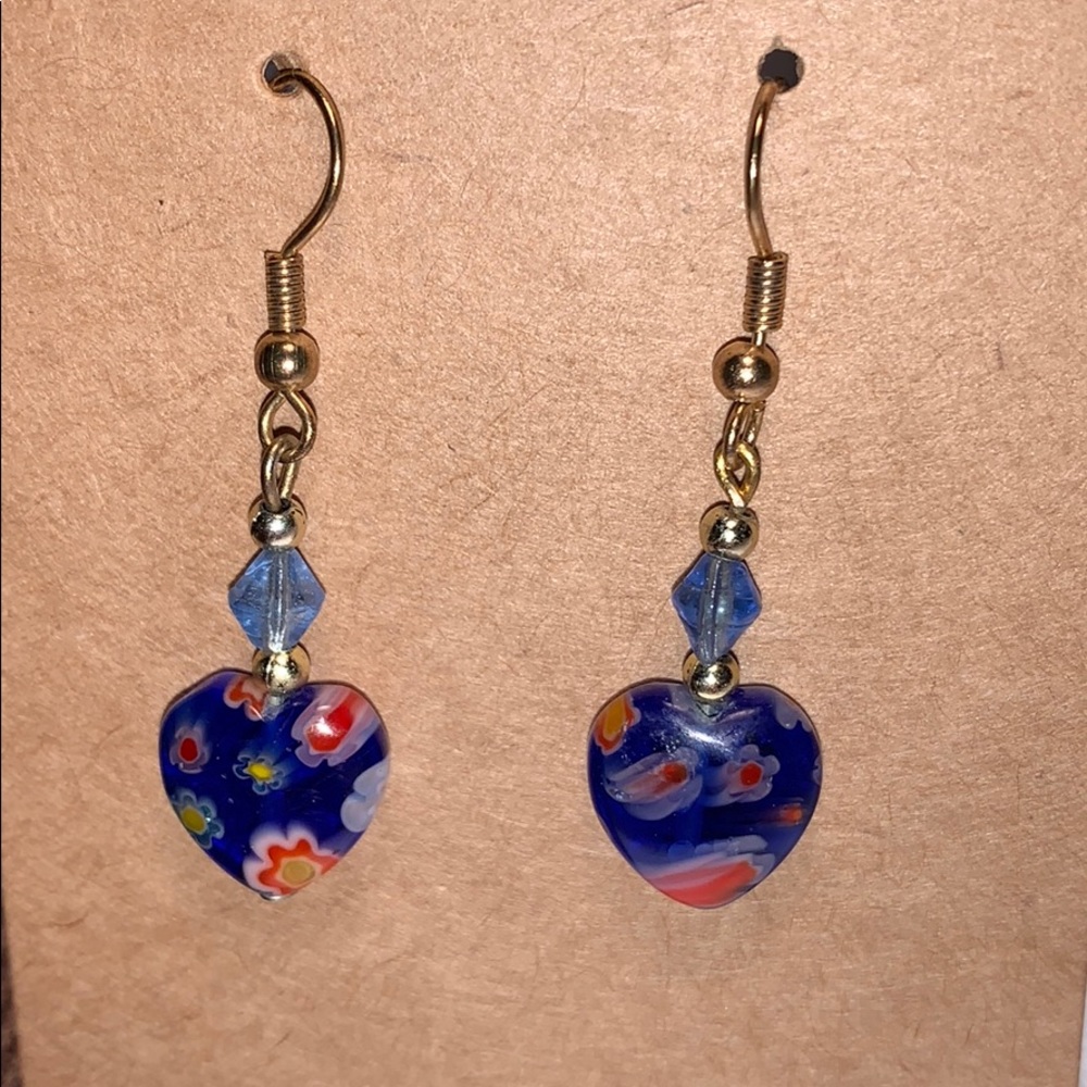 Murano glass heart shaped earrings wonderful boho